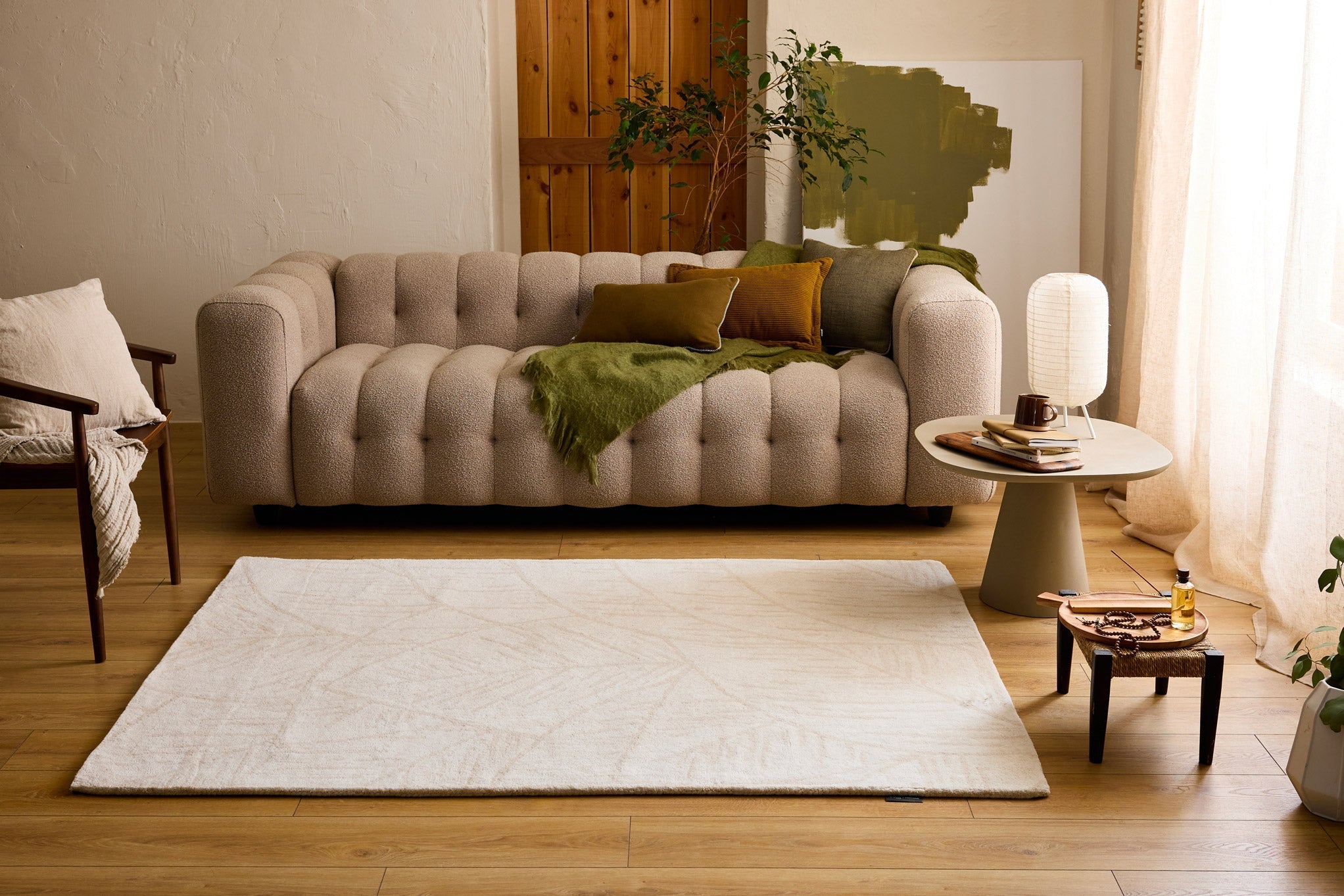 White Cedar – Foliage Wool Rug - Cream White Cedar