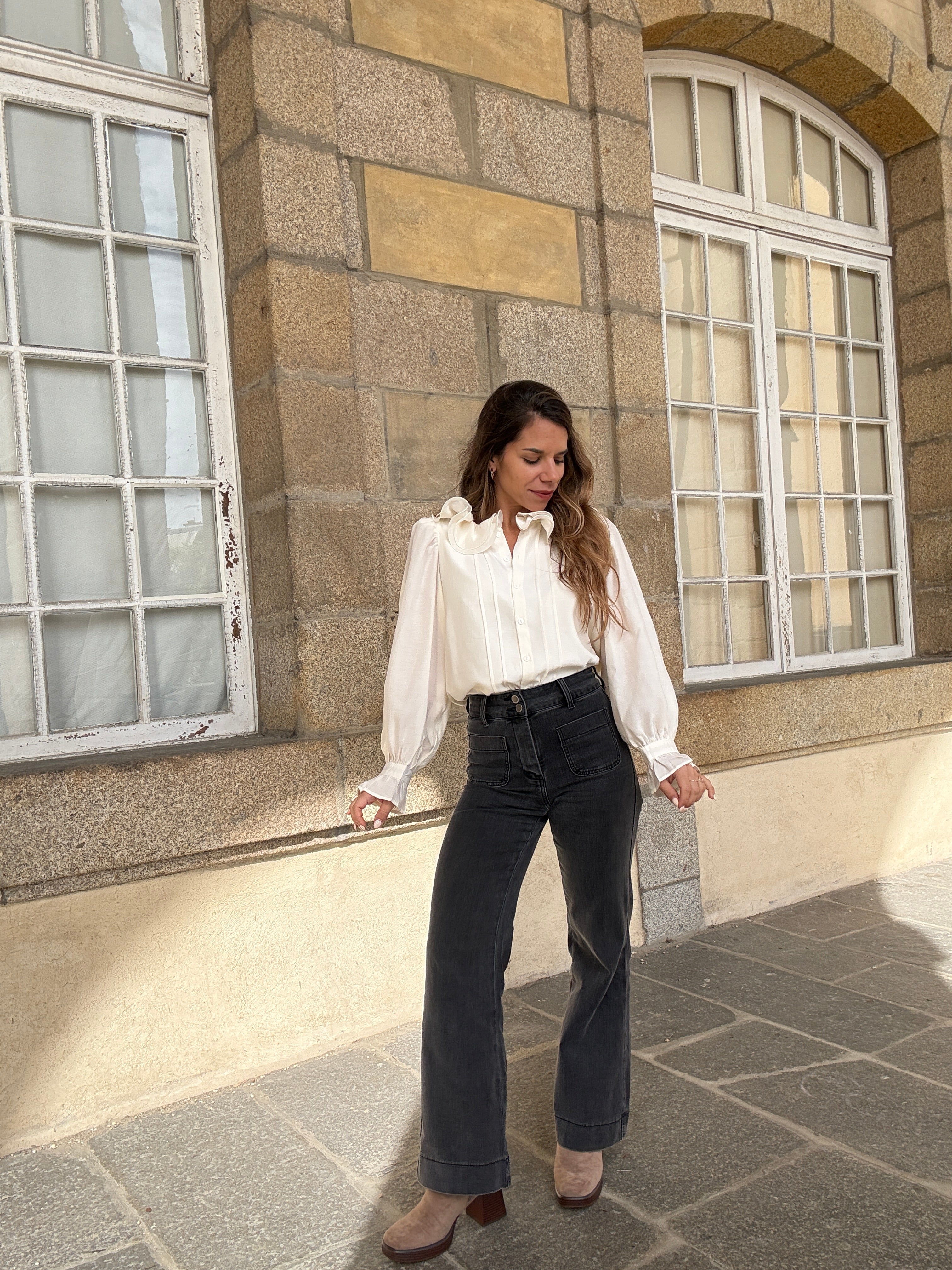 Brown Blouse Ecru