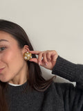 Vintage Earrings - Gold Resin And Rhinestones