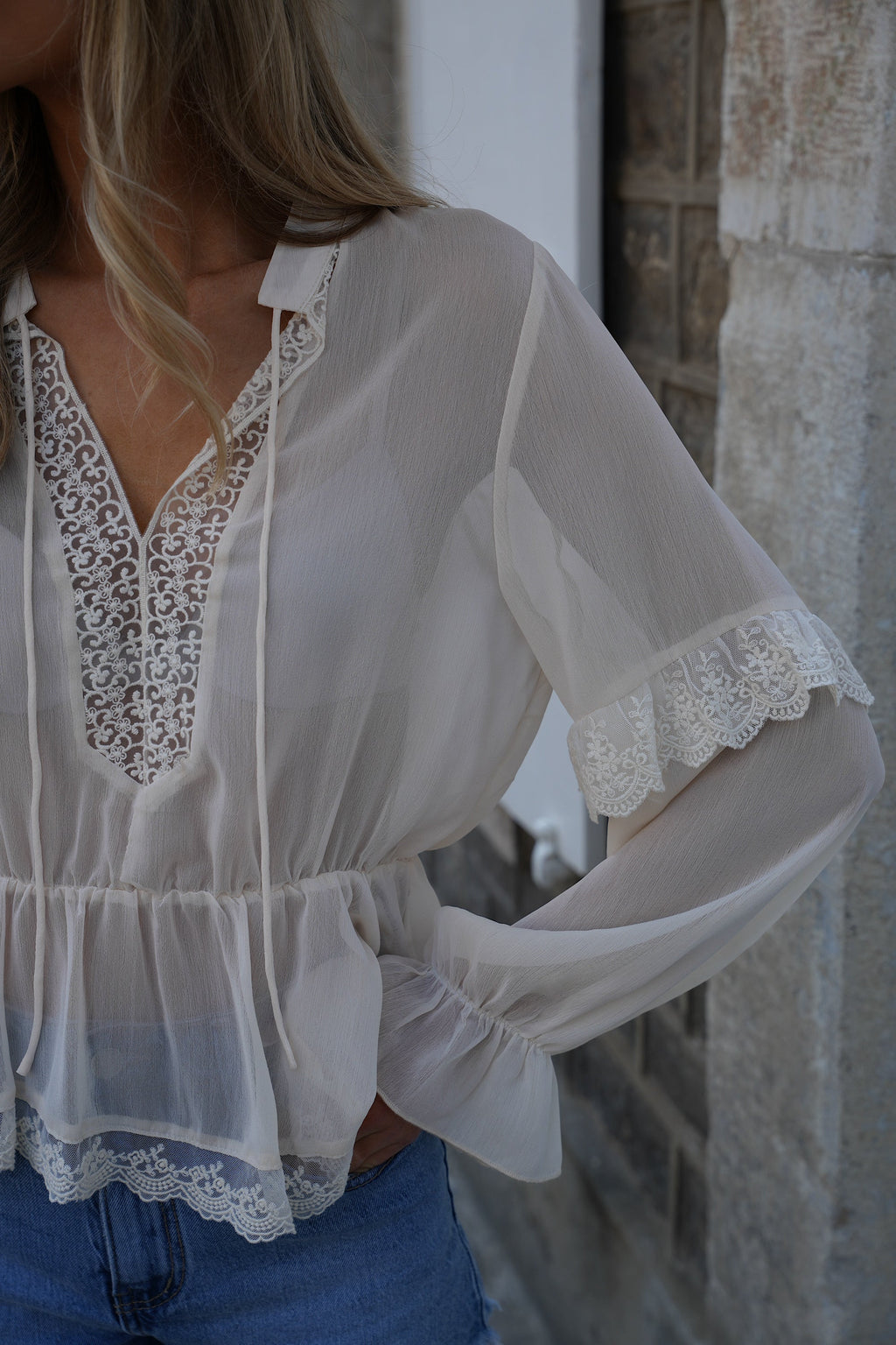 Blouse Brodée Sandy - Crème