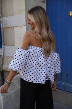 Blusa Sola De Lunares - Blanco/Negro
