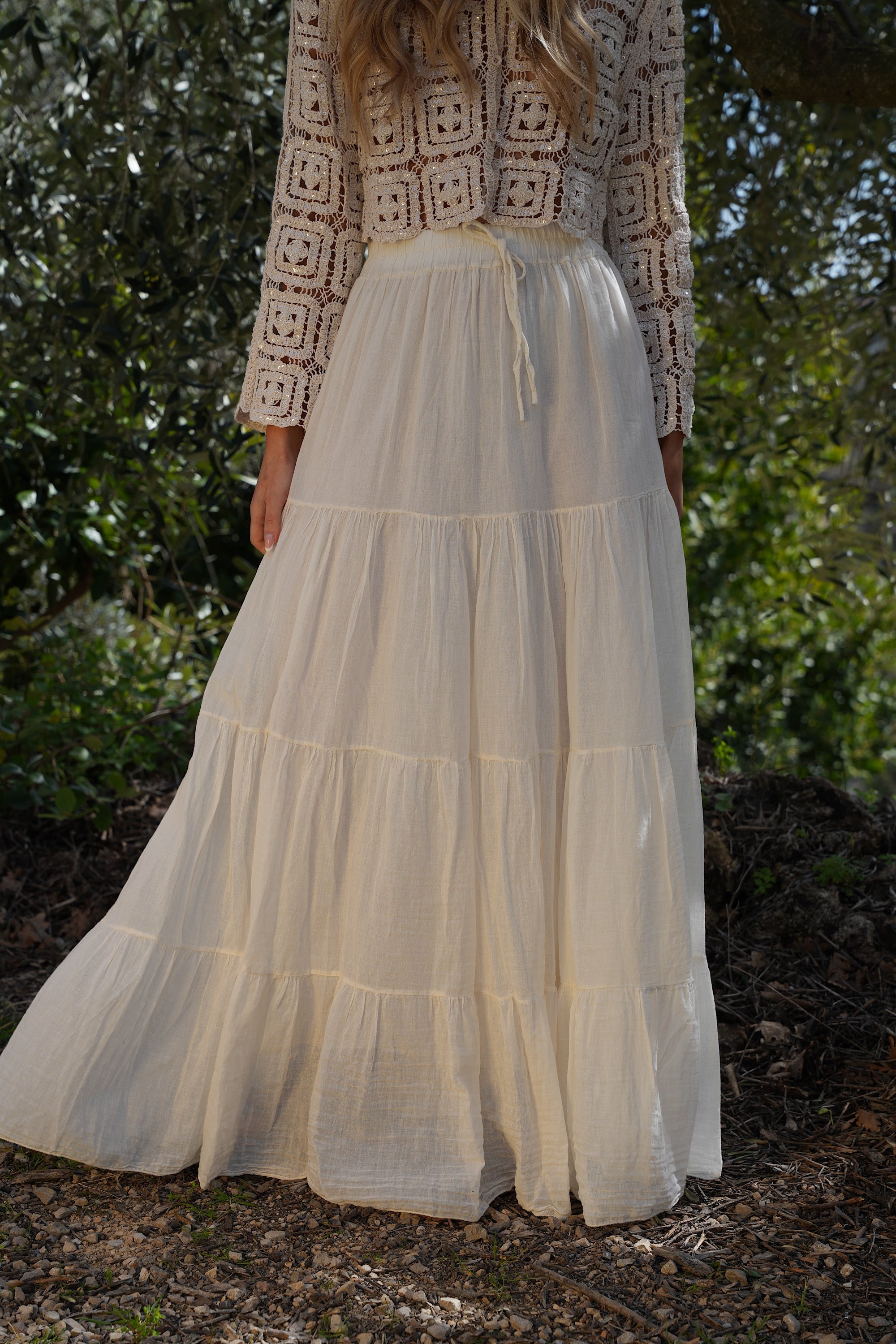 Falda larga Chloé - Crema