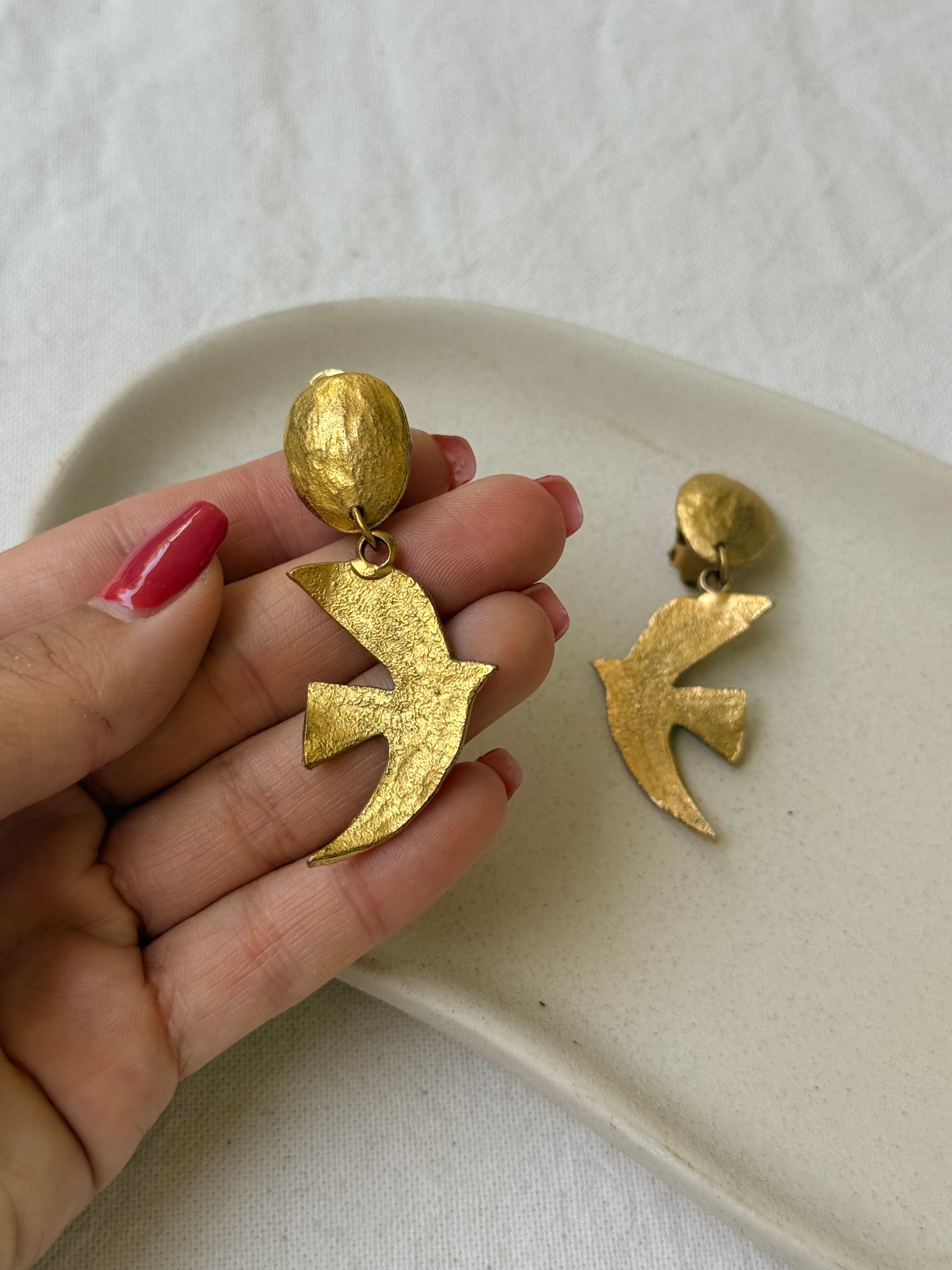 Pendientes Vintage - Pájaros Dorados