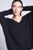 Sweter Poncho Damski w Serek Celeste – Czarny – 100% Kaszmir
