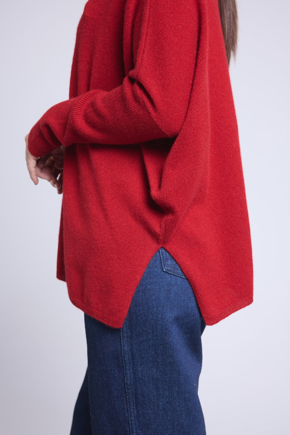 Celeste V-Neck Poncho Jumper - Burgundy - Women