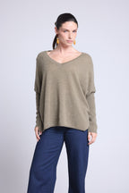 Celeste Poncho V-Neck Jumper - Khaki Green - Women