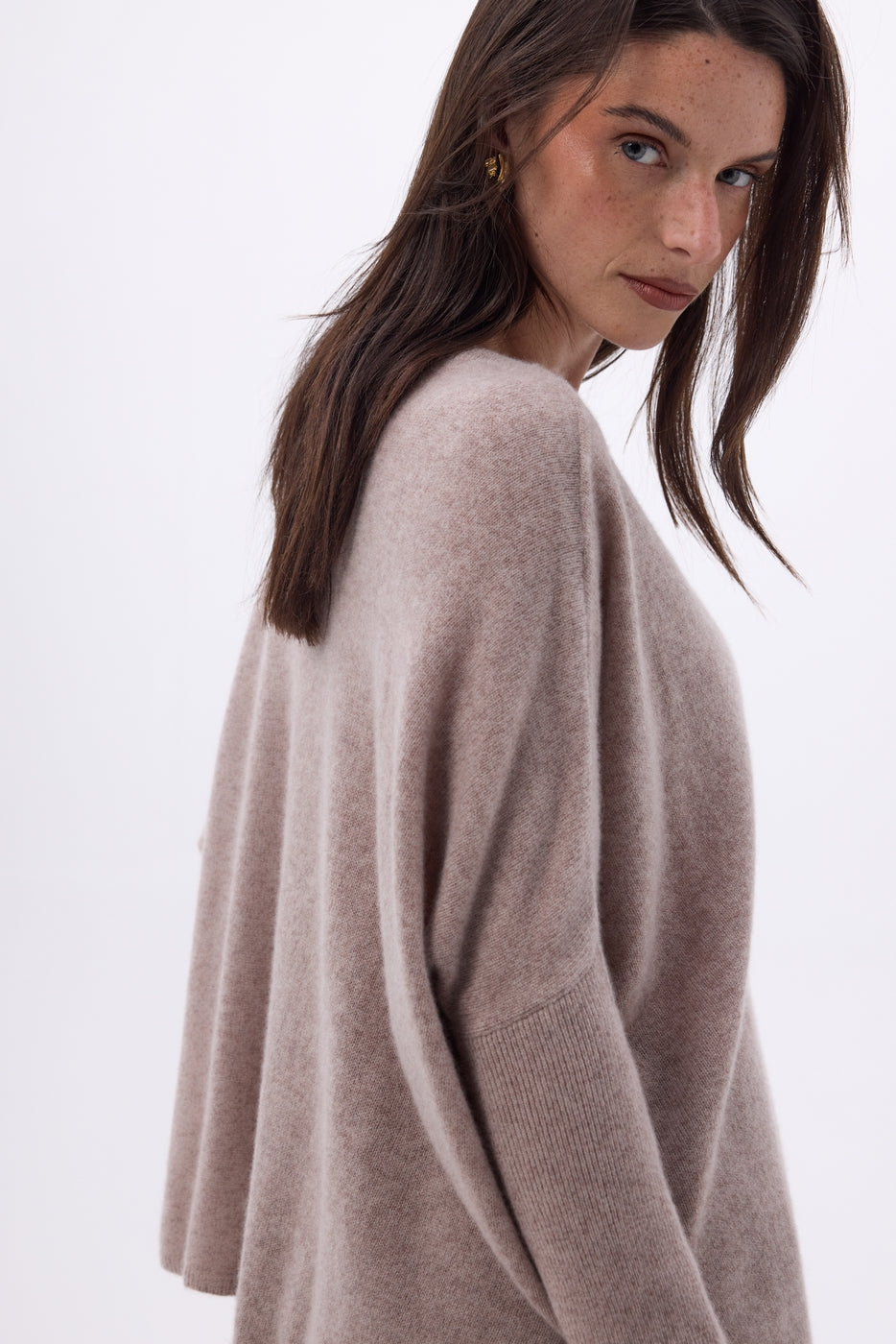 Celeste Poncho V-Neck Jumper - Hazelnut - Women