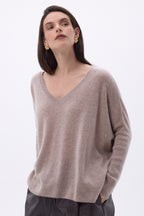 Celeste Poncho V-Neck Jumper - Hazelnut - Women