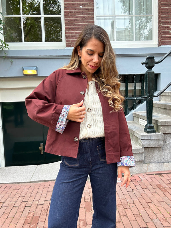 Gabardina Edith De Algodón Liberty Burdeos