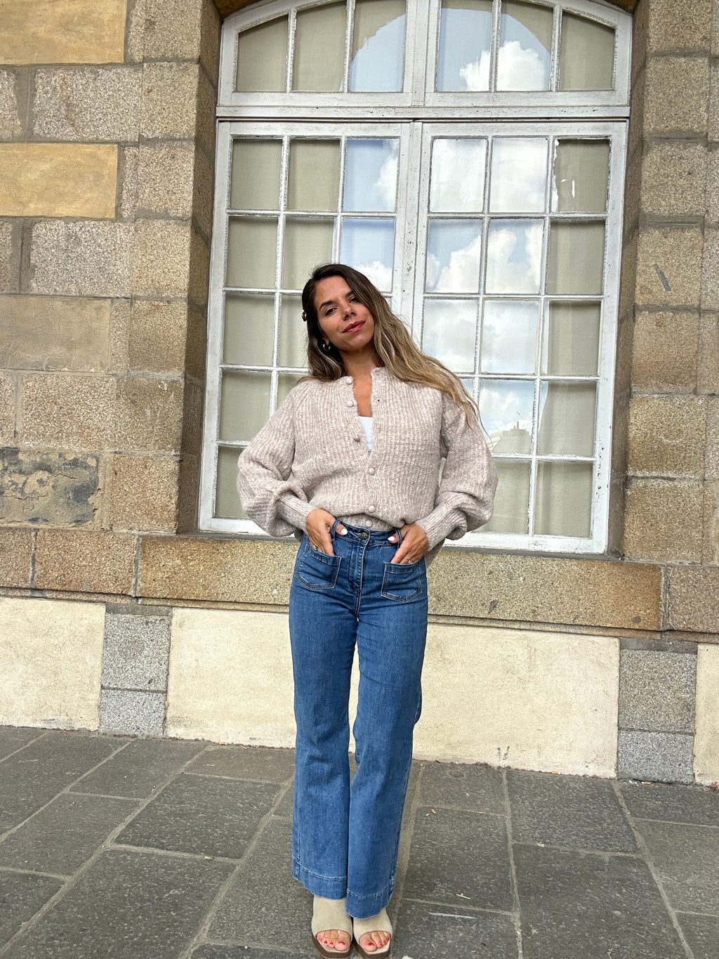 Irène taupe cardigan