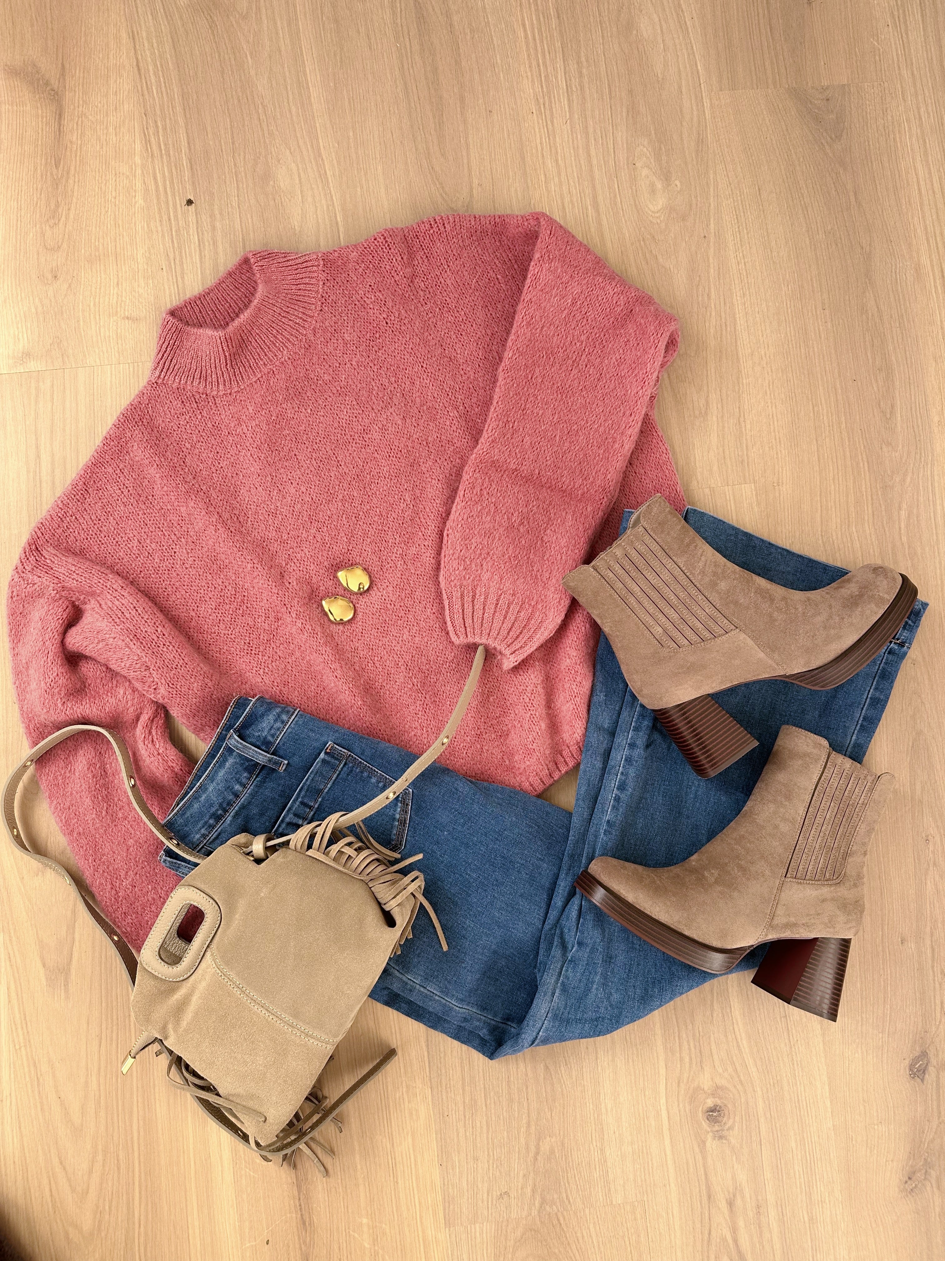 Hortense Round-Neck Knitted Sweater Old Pink