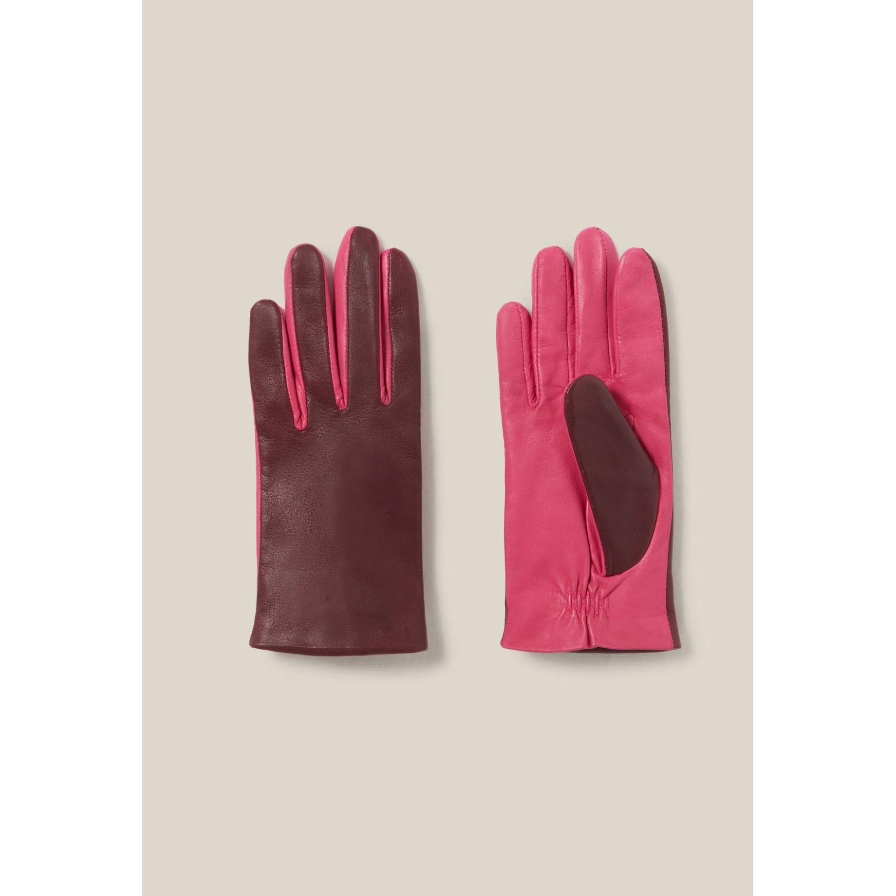 Claudie Pierlot - Gants Bicolores Cuir Logo Embossé