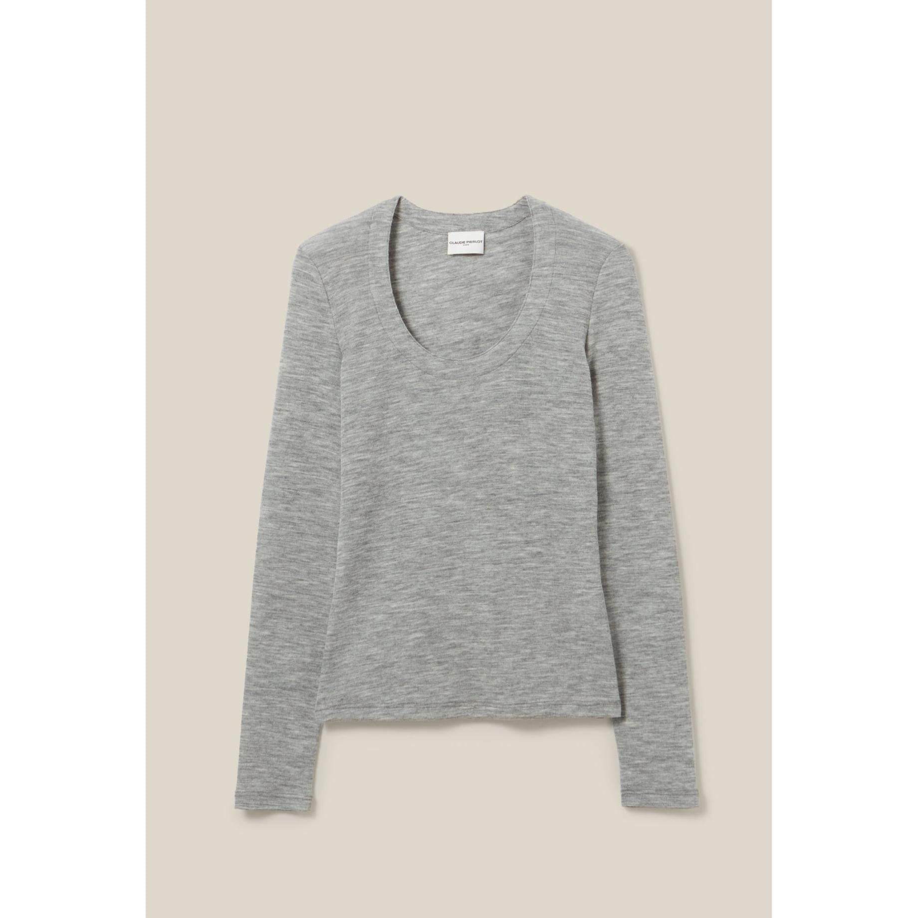 Claudie Pierlot - Fitted Round-Neck Knit Top - Grey