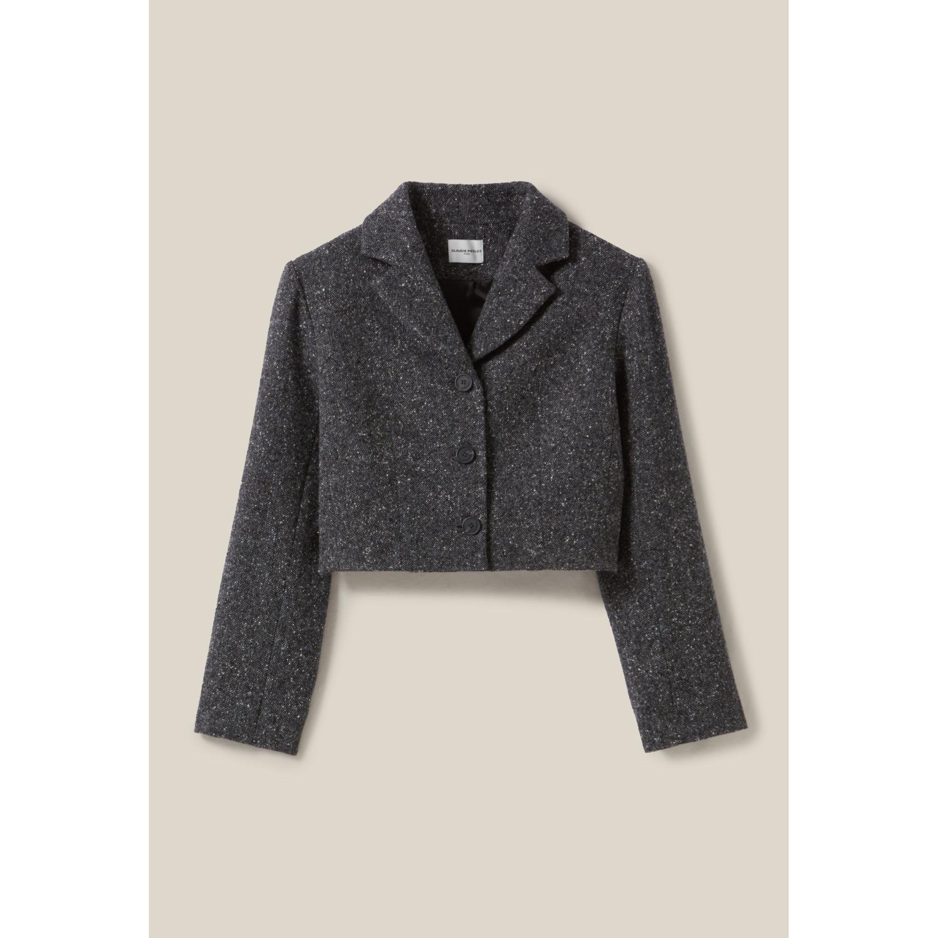 Grey Tweed Jacket in Blended Wool