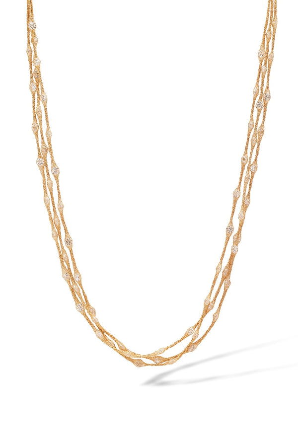 Halsband "Pluie D'Étoiles" gult guld 375/1000 och zirkonia