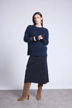 Oversized Round Neck Jumper Cgiada - Navy Blue - Women