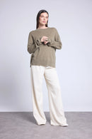 Jersey oversize con cuello redondo Cgiada - Verde caqui - Mujer