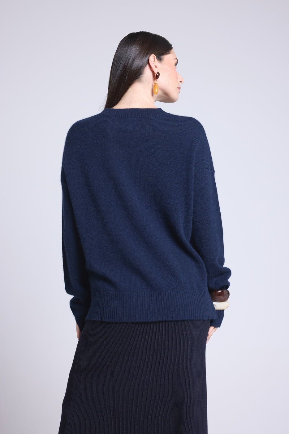 Oversized Round Neck Jumper Cgiada - Navy Blue - Women