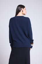 Oversized Round Neck Jumper Cgiada - Navy Blue - Women