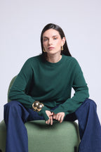 Cgiada Oversized Crew-Neck Jumper - Bottle Green - Women