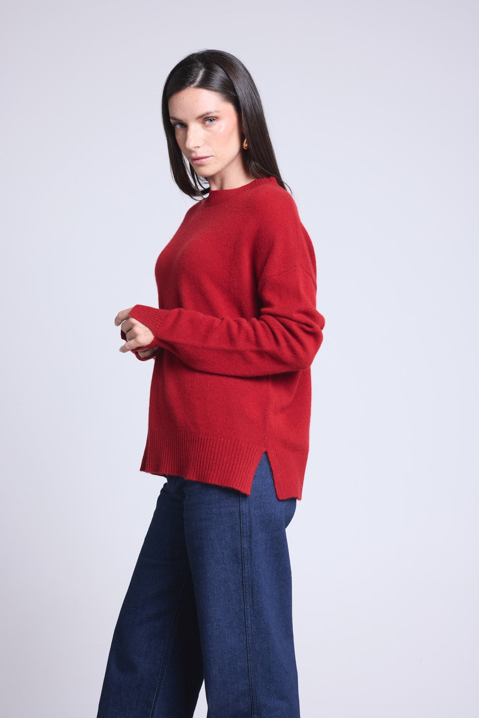 Cgiada Oversized Crew-Neck Jumper - Burgundy Red - Women