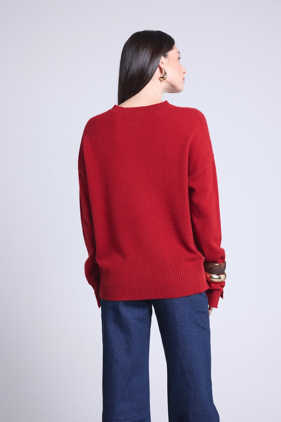 Cgiada Oversized Crew-Neck Jumper - Burgundy Red - Women