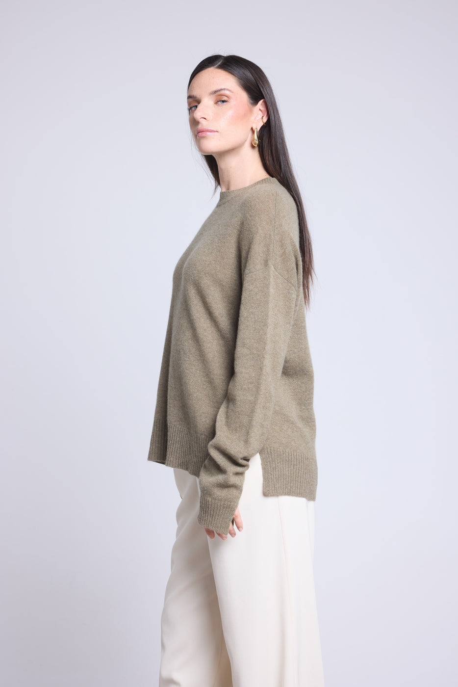 Jersey oversize de cuello redondo Cgiada - Verde caqui - Mujer
