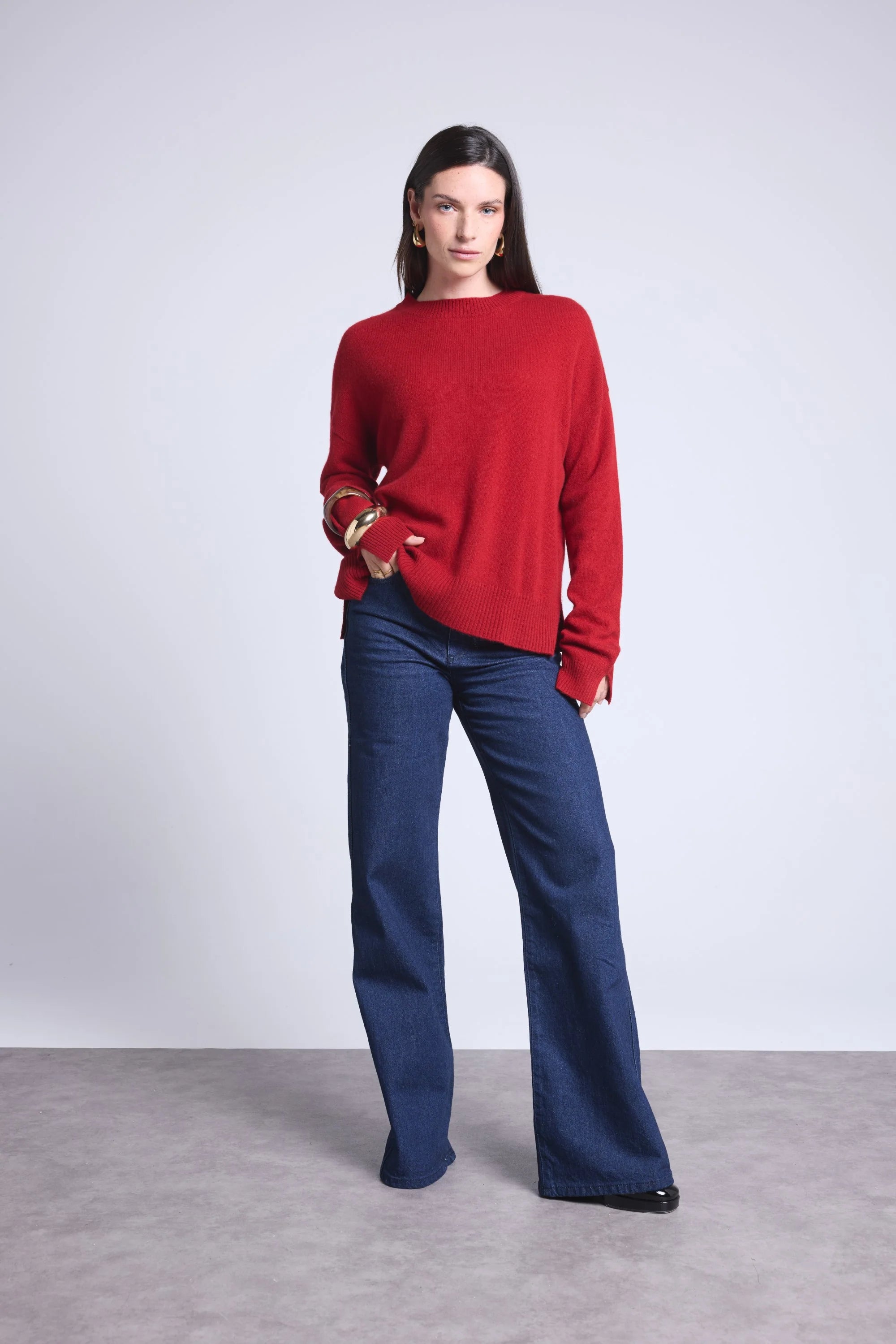 Cgiada Oversized Crew-Neck Jumper - Burgundy Red - Women