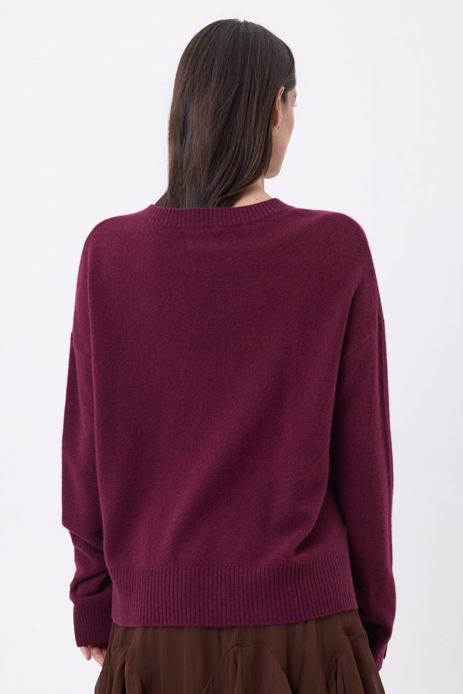 Maglione Girocollo Oversize Cgiada - Vinaccia - Donna - 100% Cashmere