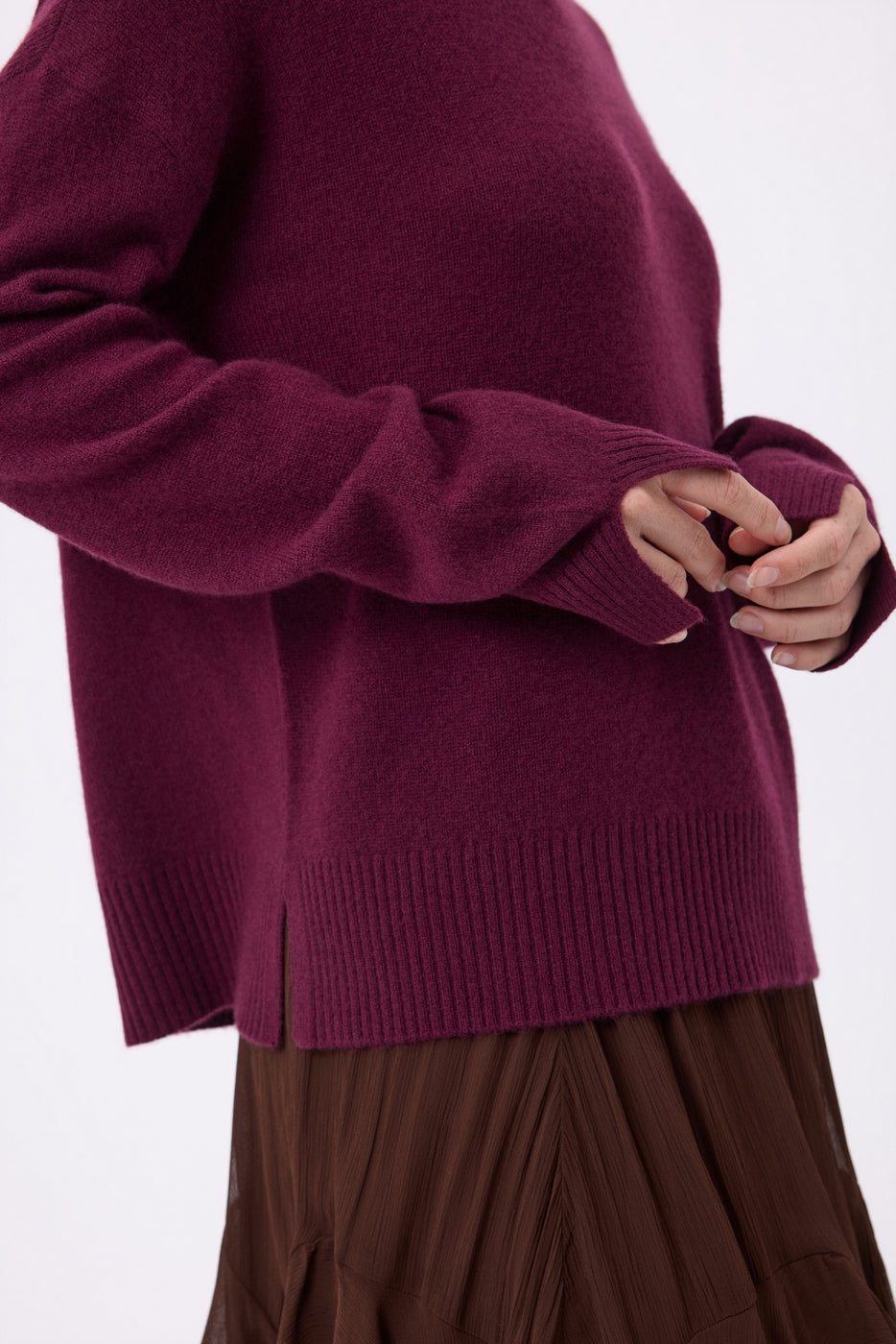 Maglione Girocollo Oversize Cgiada - Vinaccia - Donna - 100% Cashmere