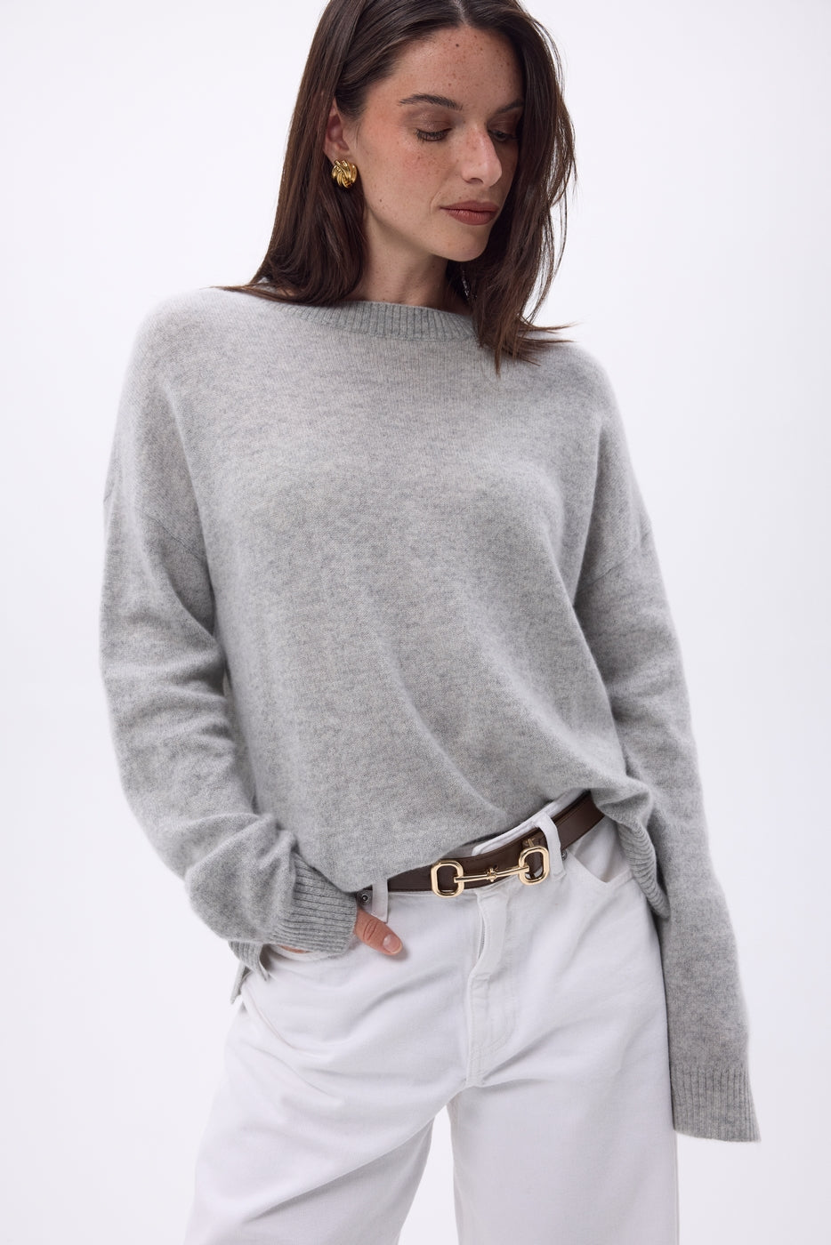 Oversized Trui Met Ronde Hals Cgiada - Lichtgrijs - Dames - 100% Kasjmier