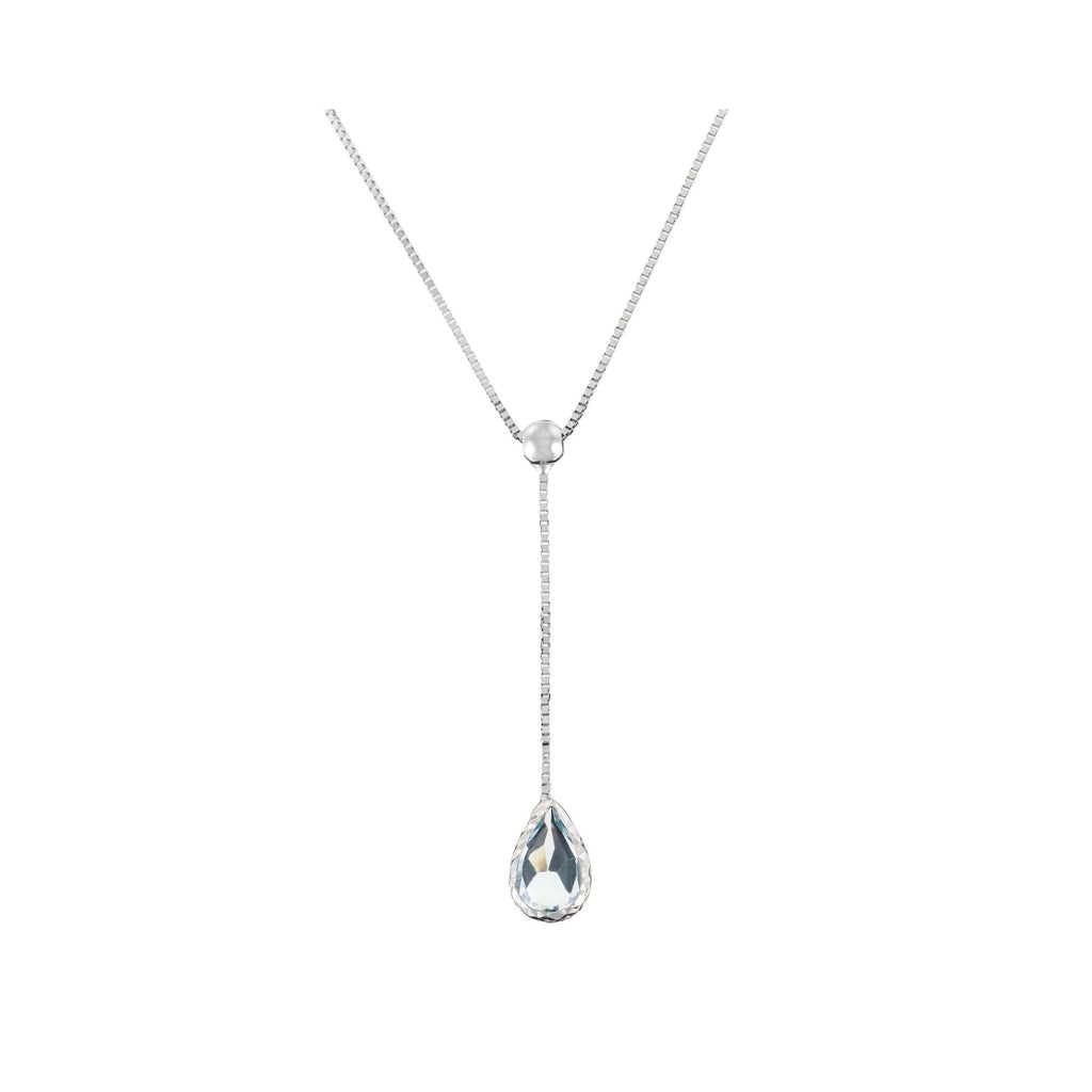 “Goutte D’Azur 0.35Ct/1” Necklace 375/1000 White Gold And Topaz