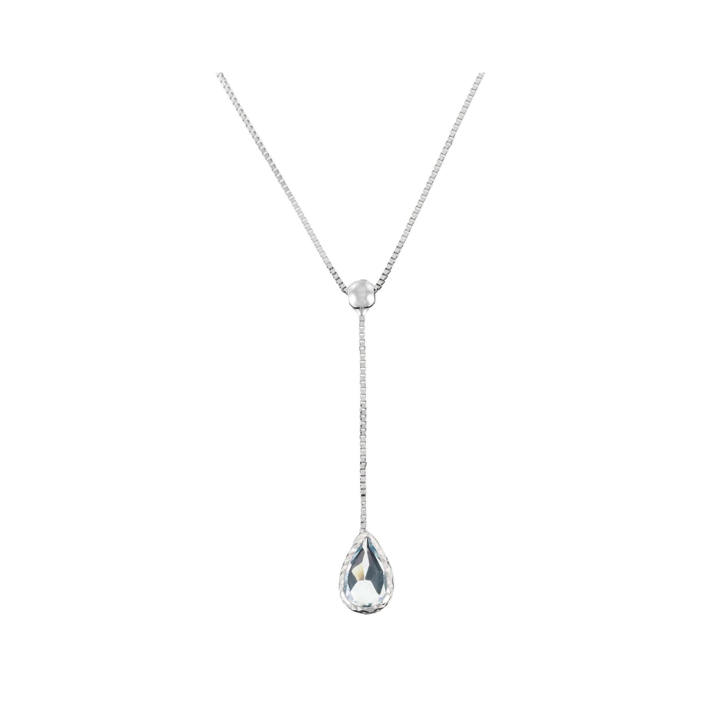 “Goutte D’Azur 0.35Ct/1” Necklace 375/1000 White Gold And Topaz