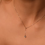 “Goutte D’Azur 0.35Ct/1” Necklace 375/1000 White Gold And Topaz