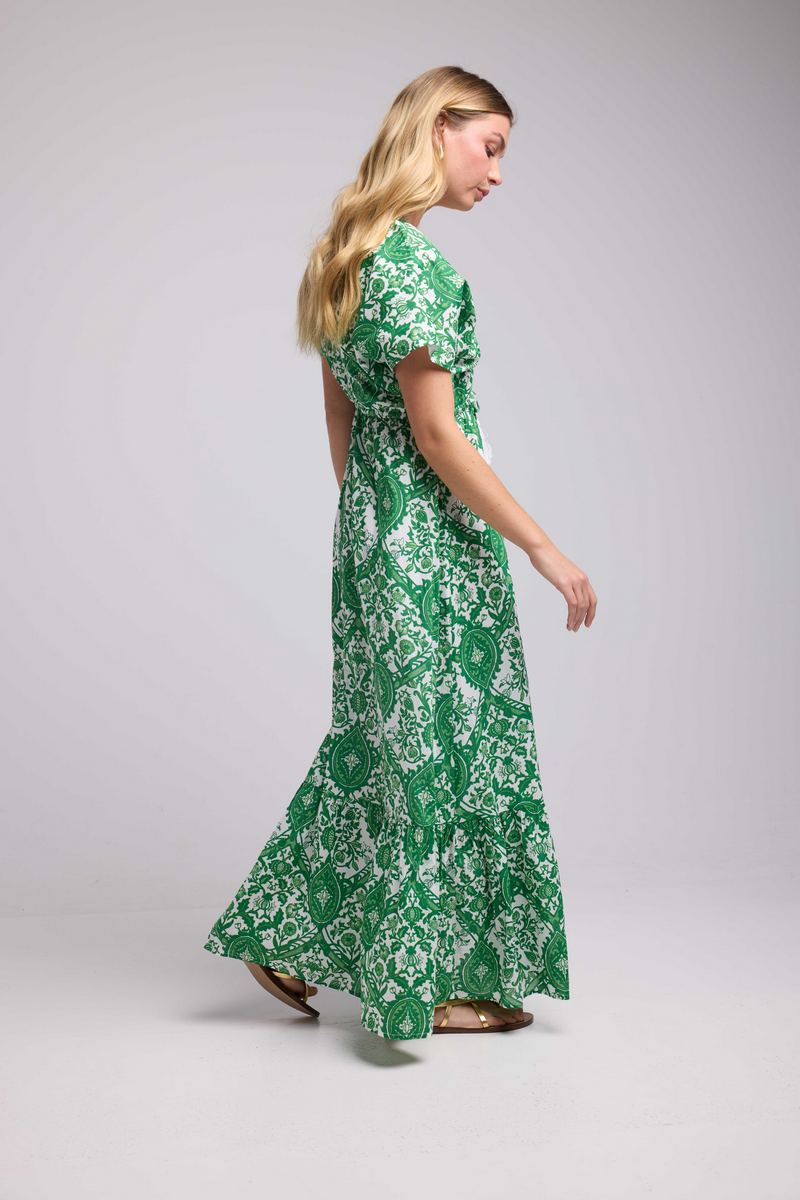 Robe Longue Manches Courtes - Vert