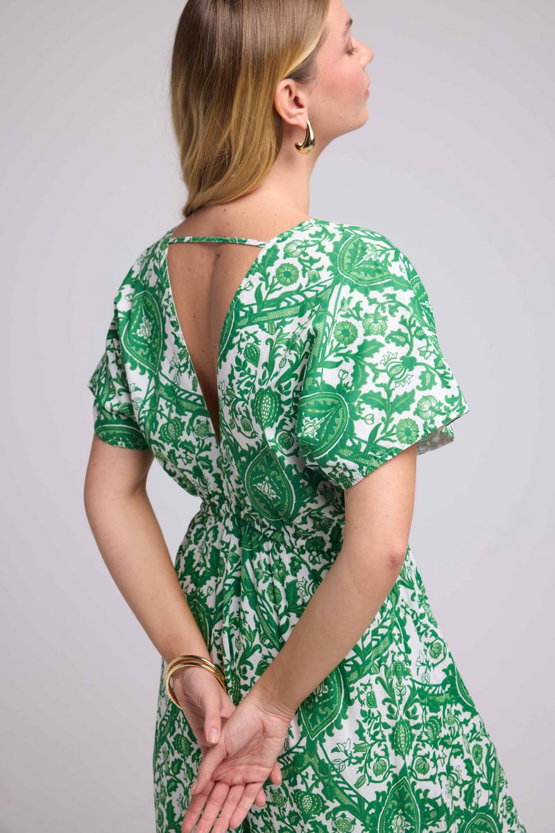 Robe Longue Manches Courtes - Vert