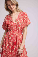 Robe Longue Manches Courtes - Orange