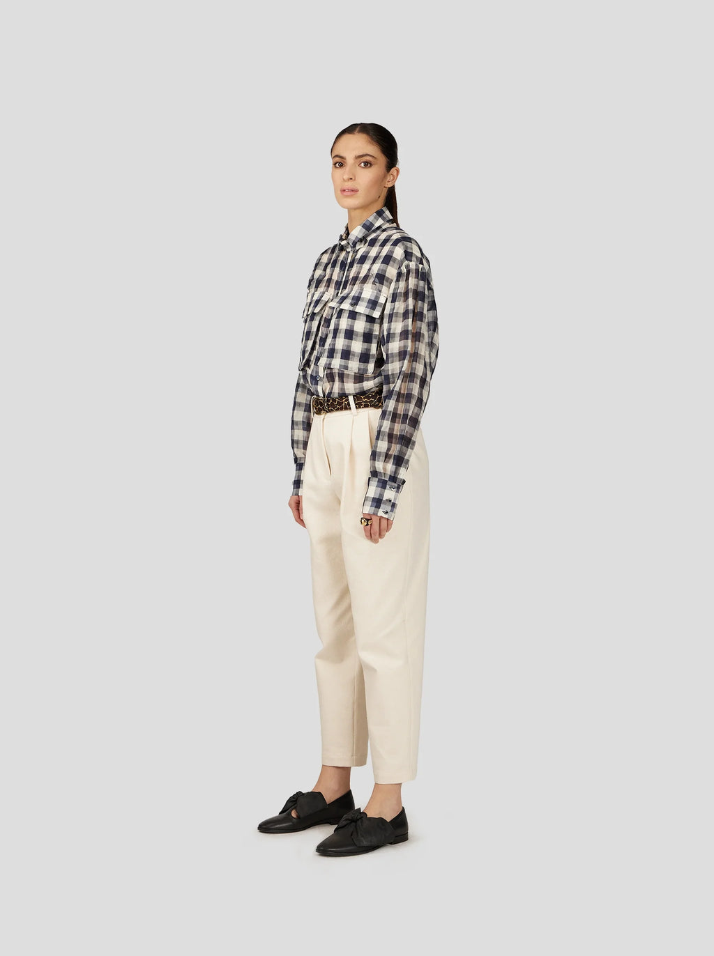 Chemise Elwood En Vichy Noir Surdimensionné