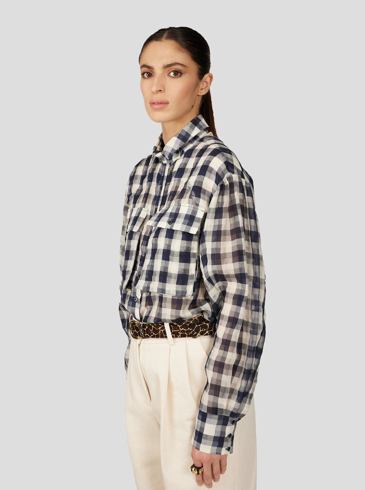 Chemise Elwood En Vichy Noir Surdimensionné