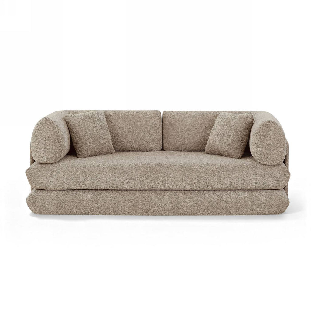 Chima - Gerades Komprimiertes Klappsofa 3-Sitzer Mit Schlaffunktion - Chenille-Stoff - Taupe