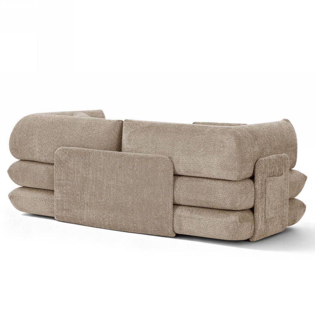 Chima - Gerades Komprimiertes Klappsofa 3-Sitzer Mit Schlaffunktion - Chenille-Stoff - Taupe