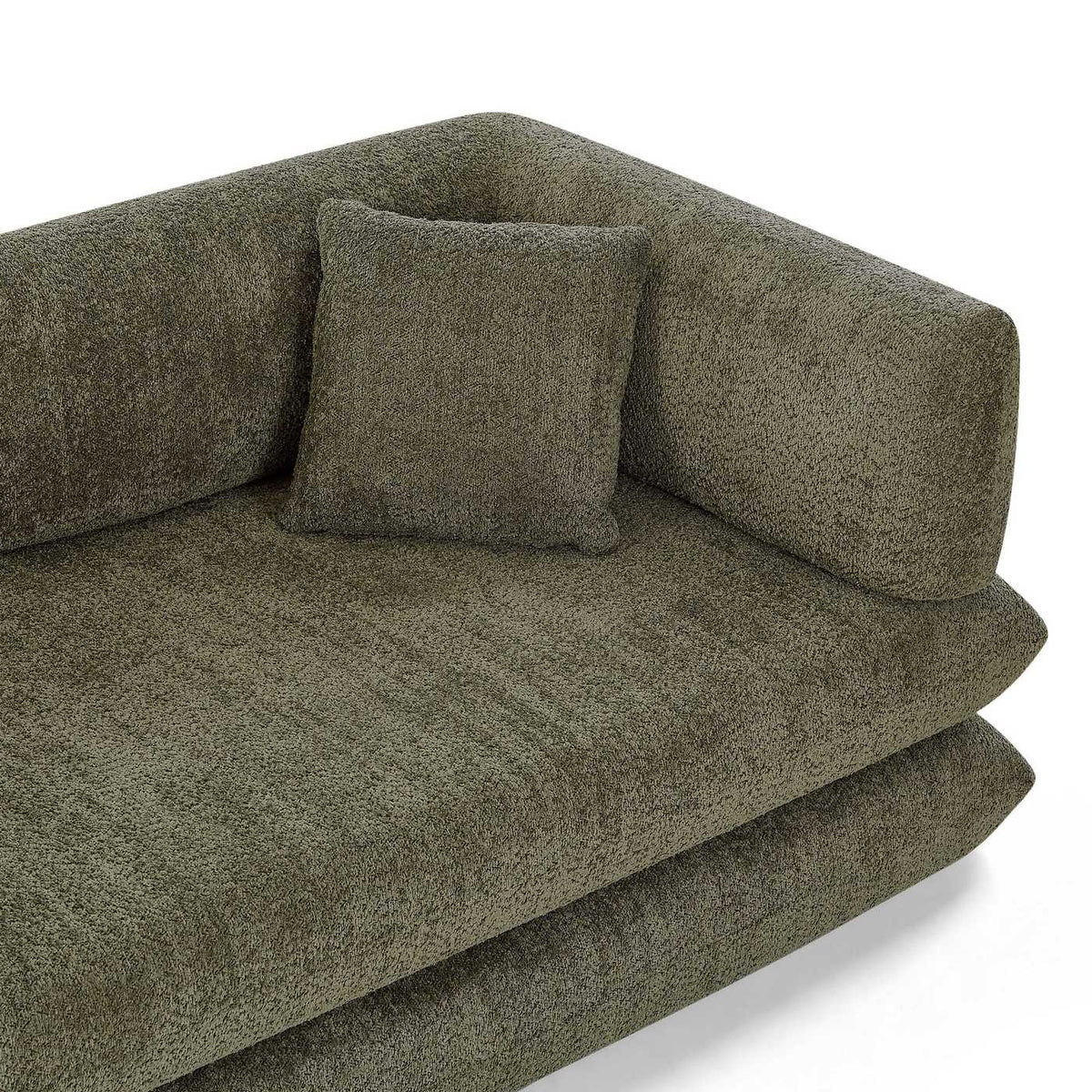 Chima - Canapé Droit Compressé Et Convertible Déplimousse 3 Places - Tissu Chenille - Vert