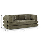 Chima - Canapé Droit Compressé Et Convertible Déplimousse 3 Places - Tissu Chenille - Vert