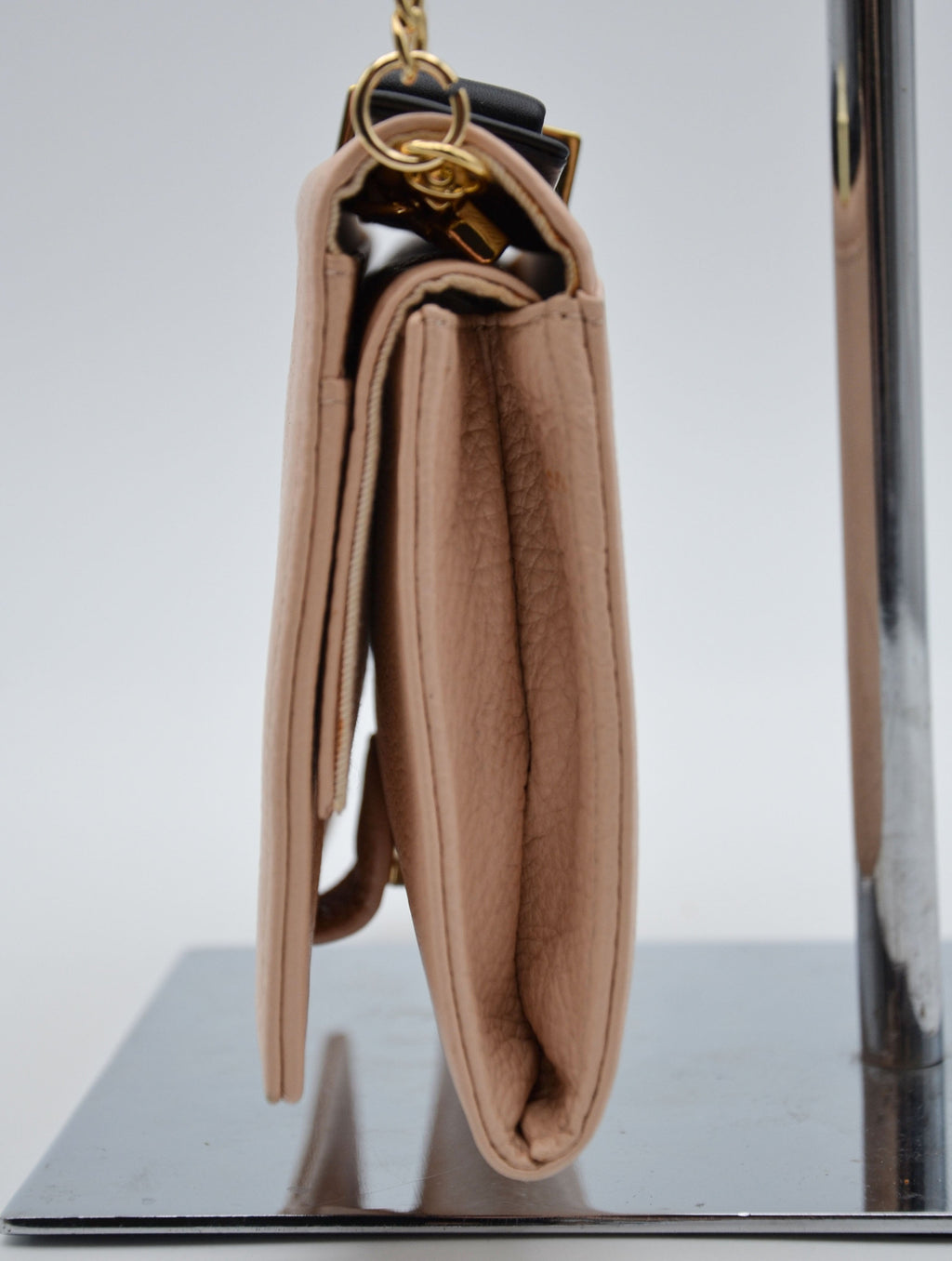 See by Chloé Pastel Pink Grained Leather Wallet on Chain Bag