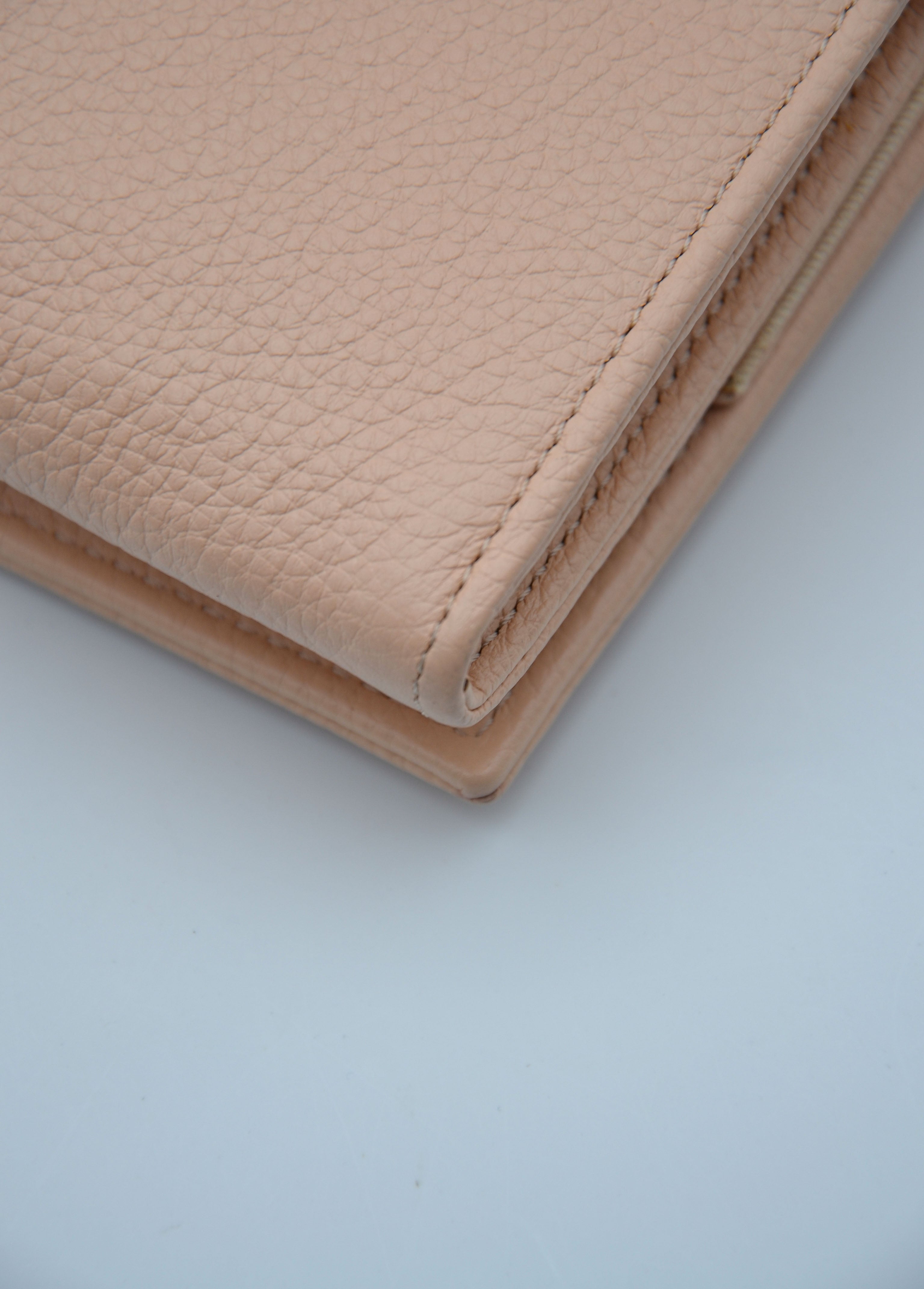 See by Chloé Pastel Pink Grained Leather Wallet on Chain Bag