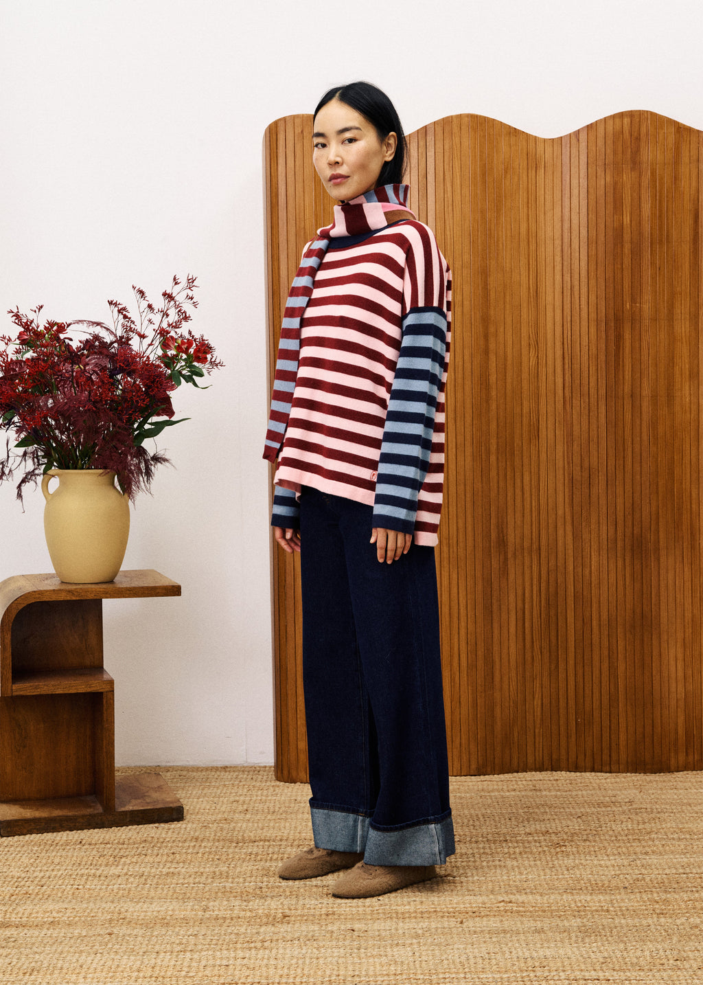 Pullover-Schal-Set Persan - Rosa