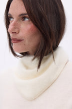 Petit Bandana Triangle – Cachemire Brossé Chris - Blanc - Femme - 100% Cachemire Brosse