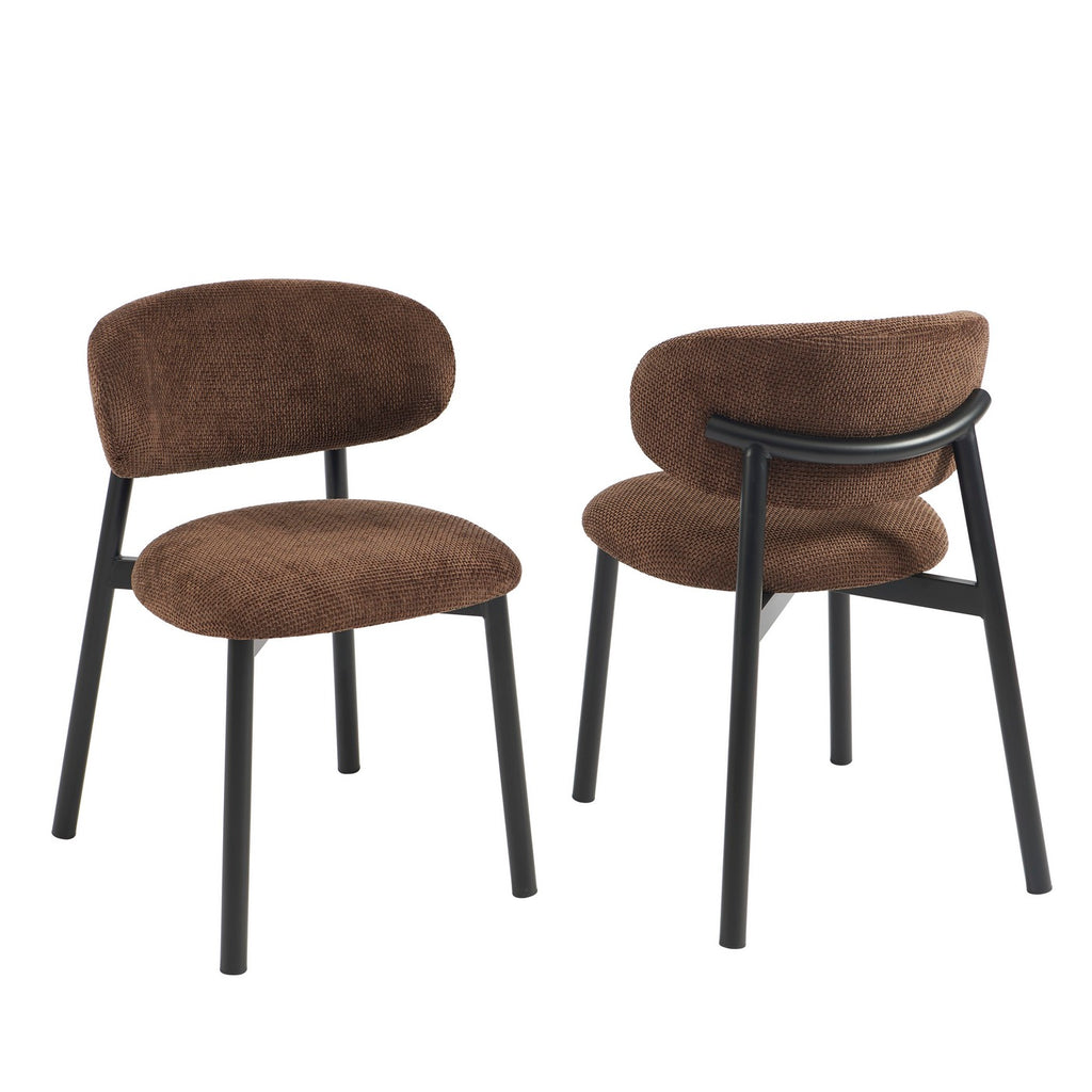 Ciara - Chaises - Bouclette - Marron Et Pieds Métal Noir