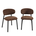 Ciara - Chaises - Bouclette - Marron Et Pieds Métal Noir