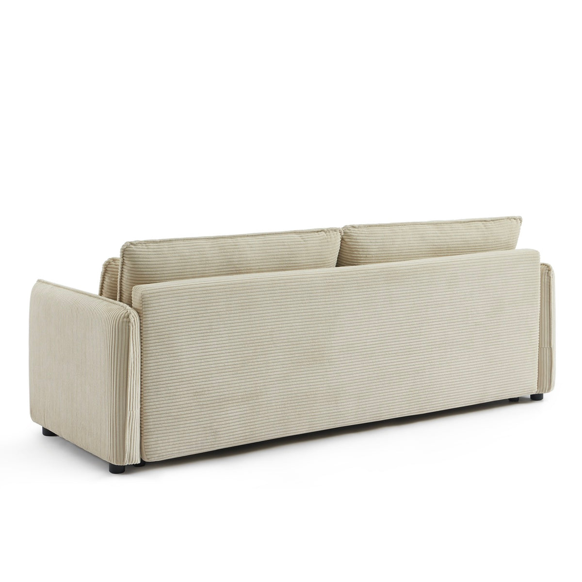 Cibola - Canapé Droit Convertible 3 Places - Velours Côtelé Beige